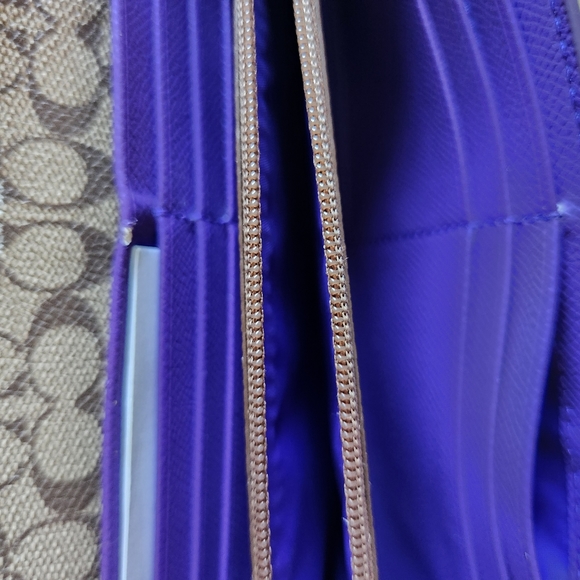 Coach 52628 Pop Slip Metallic Purple Iris Crossgrain Leather Envelope Wallet - Picture 6 of 13